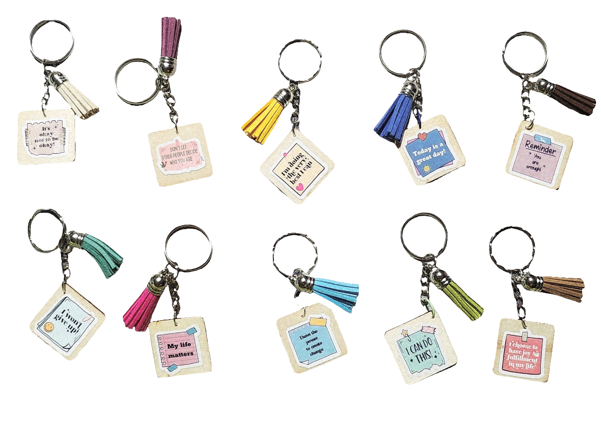 Motivational Wooden Keychain