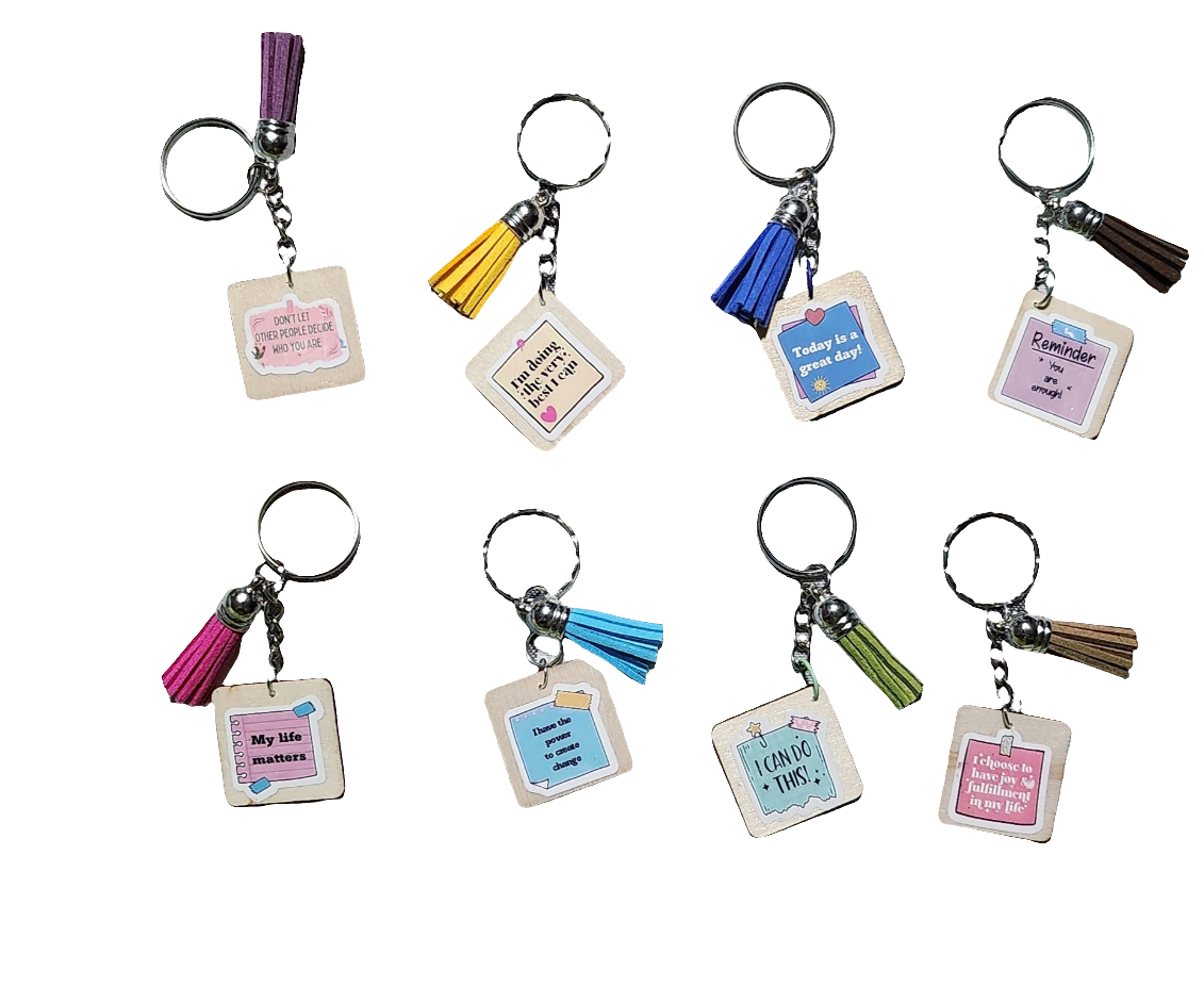 Motivational Wooden Keychain